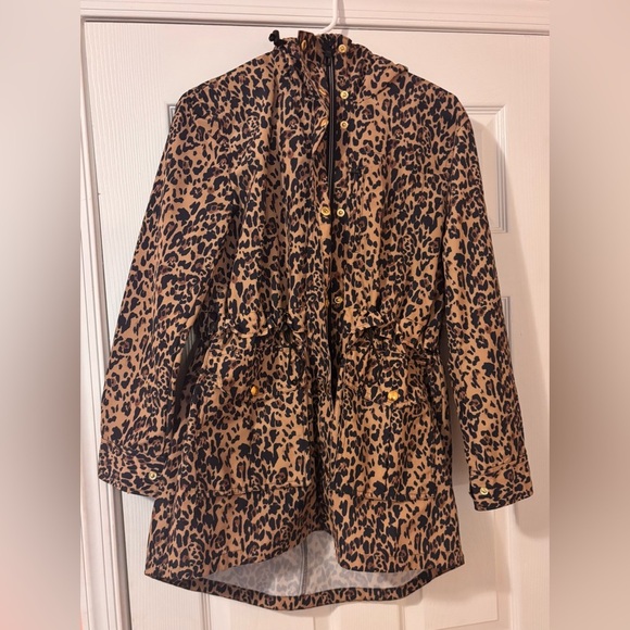 J. Crew Jackets & Blazers - J.Crew Hooded Perfect Rain Jacket in Leopard Print Size Small Water Resistant